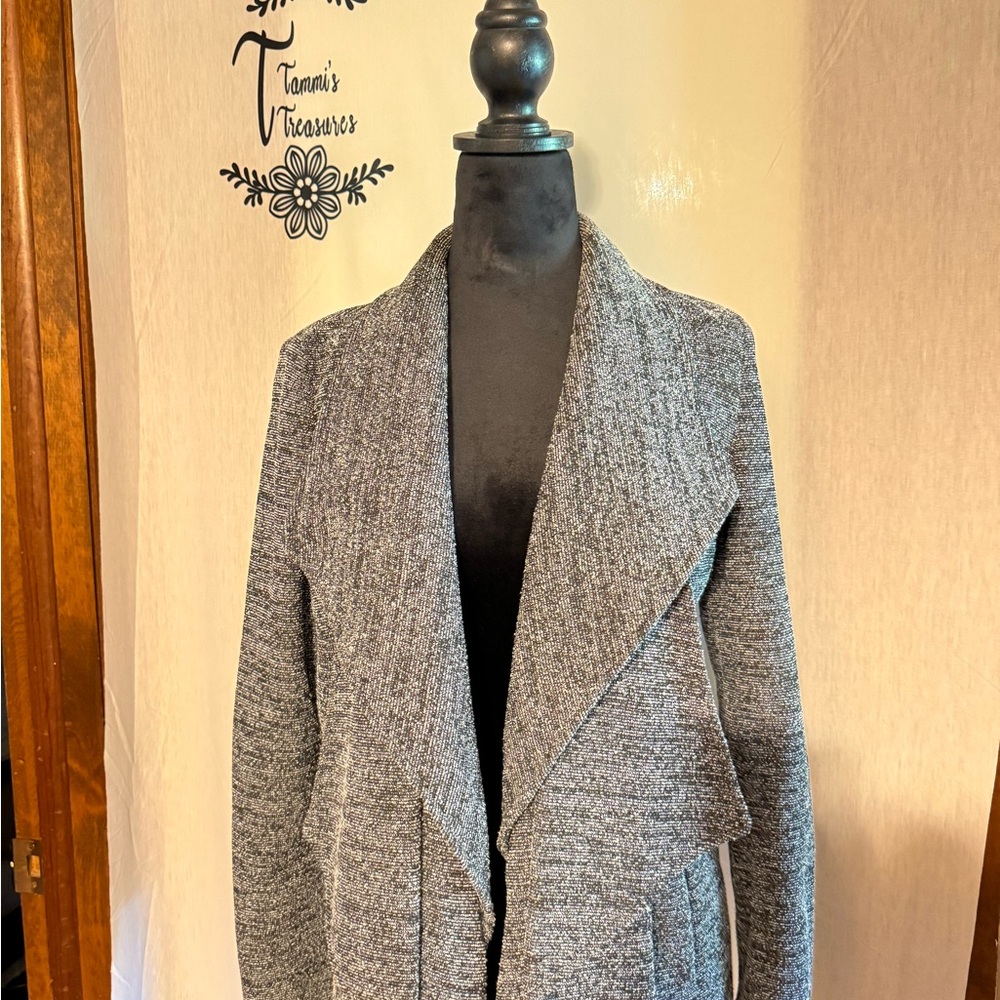 Women’s Black and Grey Layered Ruffle Open Front Blazer -  Size M